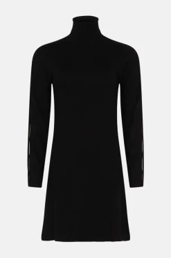 Sale Oasis Funnel Neck Cut Out Sleeve Mini Skater Dress Black