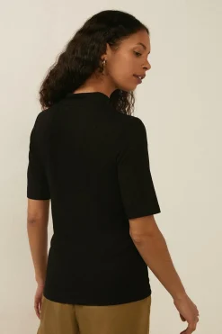 New Oasis Funnel Neck Short Sleeve Top Red