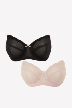 Discount Oasis Gorgeous Dd+ 2 Pack Non-Padded Strapless Bra Fawn