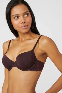 Fashion Oasis Gorgeous Smooth Lace T-Shirt Bra Chocolate
