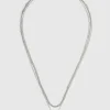 New Oasis Gunmetal Pearl Chain Three Row Necklace Silver