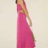 New Oasis Halter Neck Midi Dress Magenta