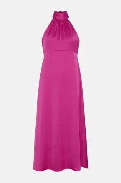 New Oasis Halter Neck Midi Dress Magenta