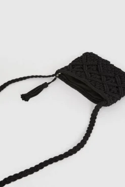 Discount Oasis Hand Crotchet Detail Bag Black