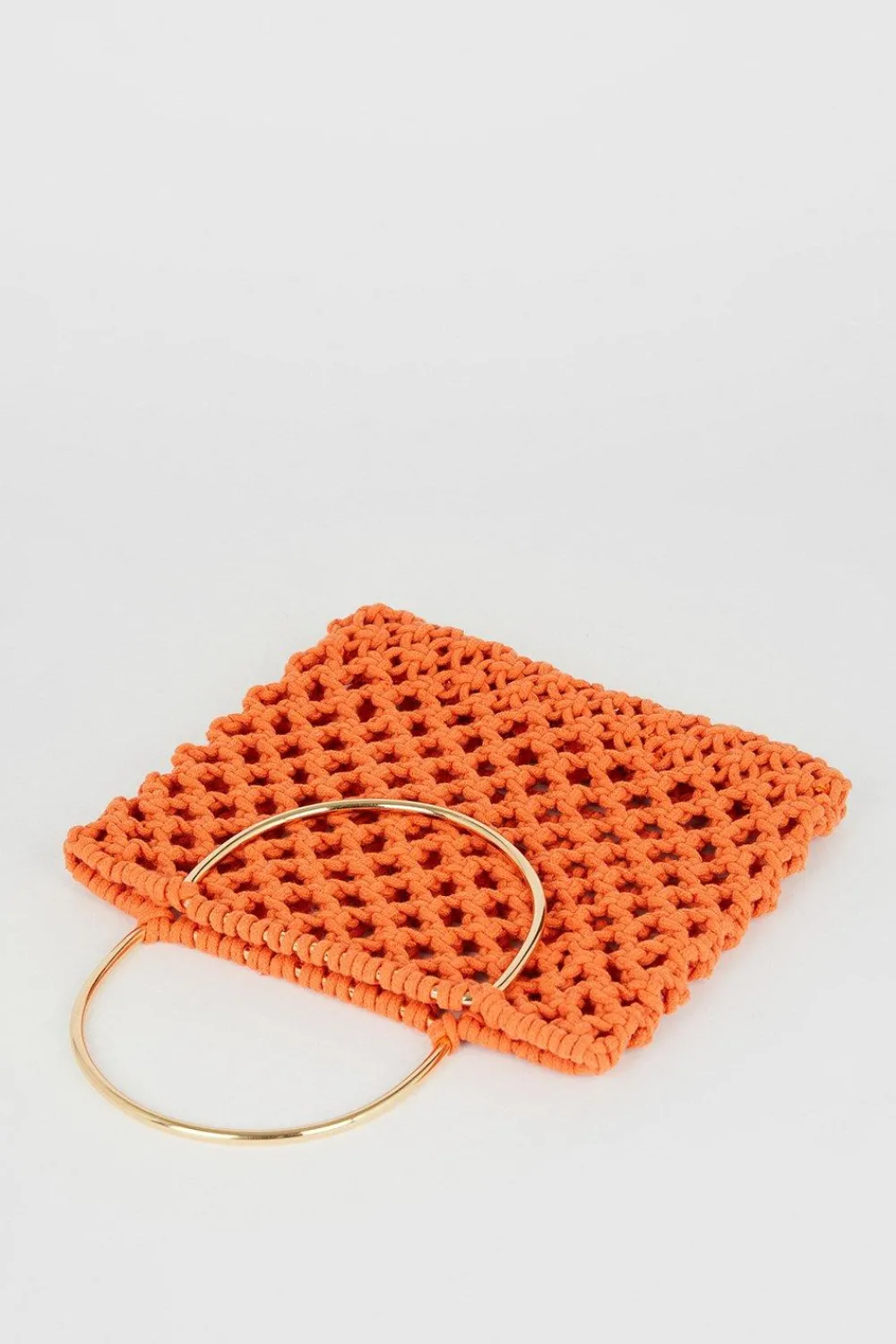 Fashion Oasis Hand Crotchet Ring Handlebag Orange