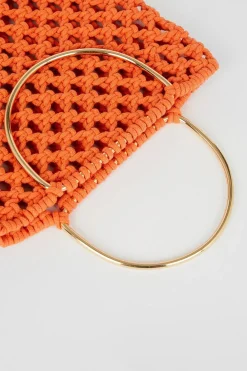 Fashion Oasis Hand Crotchet Ring Handlebag Orange