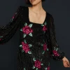 Clearance Oasis Hand Embellished Sequin Rose Mini Dress Black
