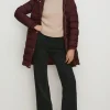 Clearance Oasis Heat Seal Midi Puffer Jacket Berry