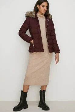 Discount Oasis Heat Seal Short Puffer Jacket Berry