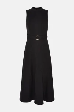 Outlet Oasis High Neck Ponte Midi Dress Black