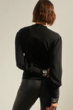Hot Oasis Hotfix Detail Mock Neck Jumper Black
