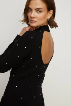 Discount Oasis Hotfix Open Back Knitted Midi Dress Black