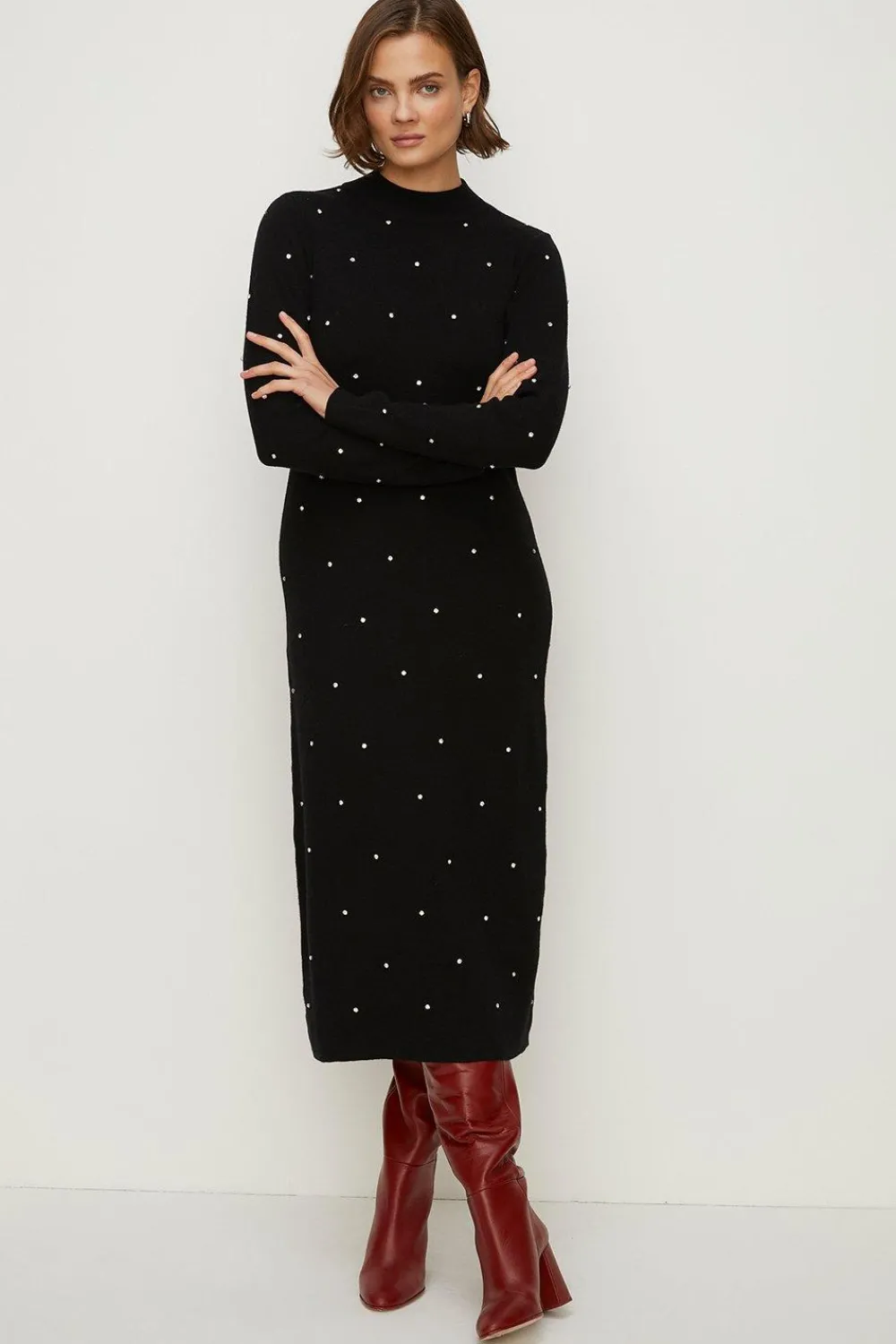 Discount Oasis Hotfix Open Back Knitted Midi Dress Black
