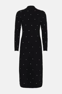 Discount Oasis Hotfix Open Back Knitted Midi Dress Black