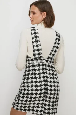 Online Oasis Houndstooth Check Pinafore Mini Dress Mono