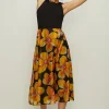 Outlet Oasis 2 In 1 Floral Printed Organza Midi Dress Black