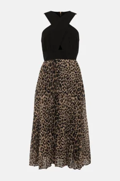 Discount Oasis 2 In 1 Pleated Skirt Dress Animal