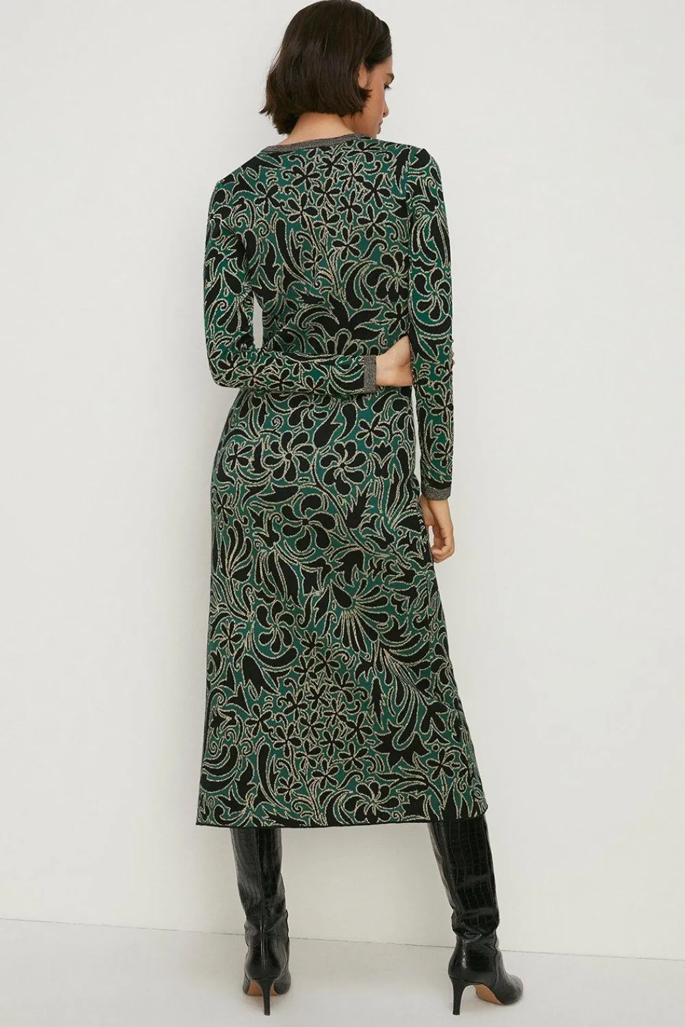Hot Oasis Jacquard Deep Plunge Maxi Dress Multi