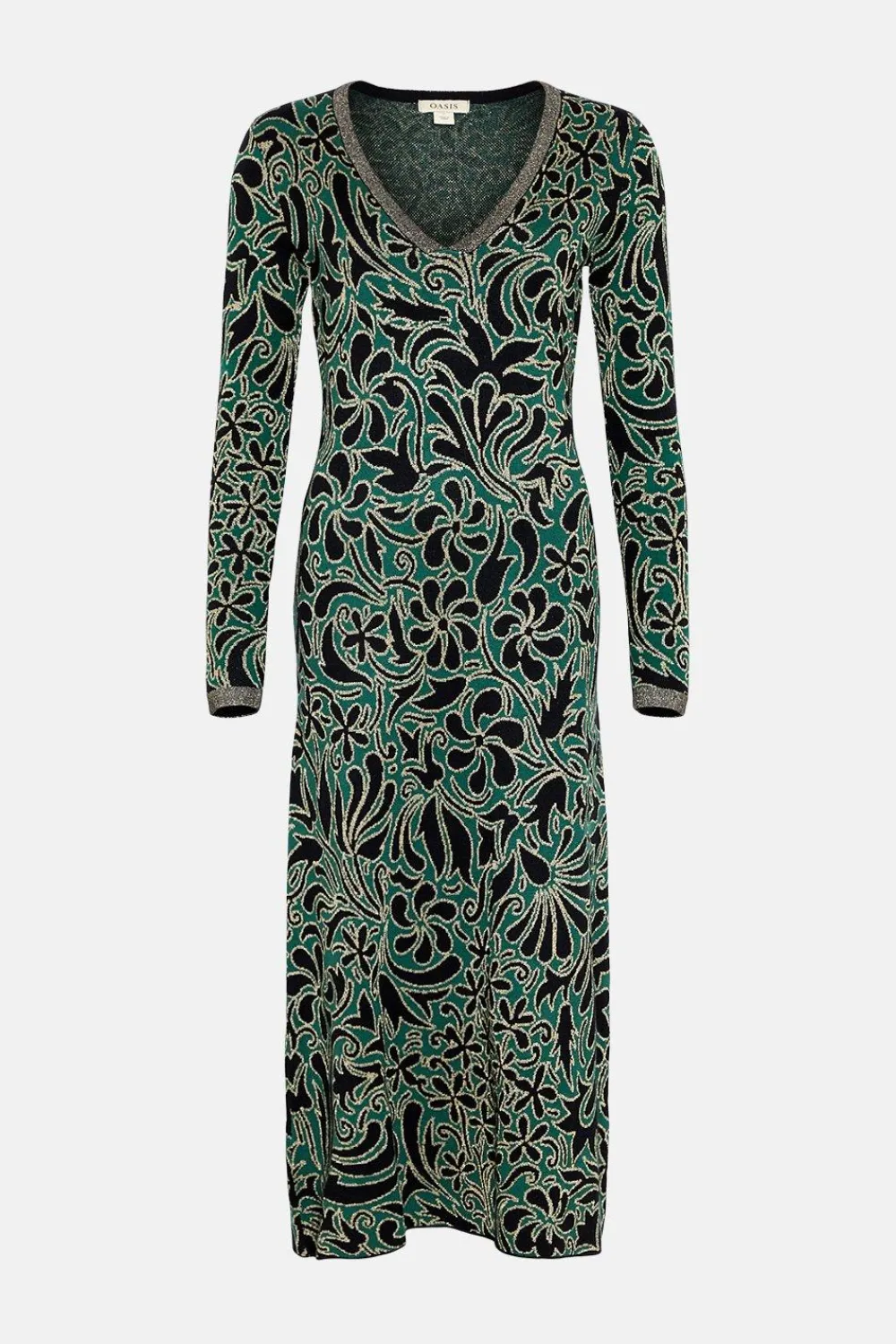 Hot Oasis Jacquard Deep Plunge Maxi Dress Multi