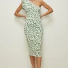 Best Oasis Jacquard One Shoulder Bodycon Knitted Midi Dress Red