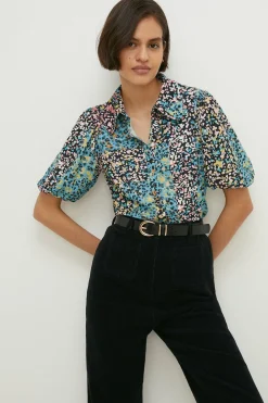 Outlet Oasis Jersey Crepe Animal Shirt Multi