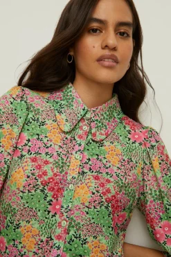 New Oasis Jersey Crepe Floral Shirt Multi