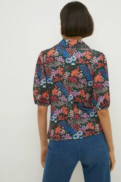 Fashion Oasis Jersey Crepe Floral Shirt Multi