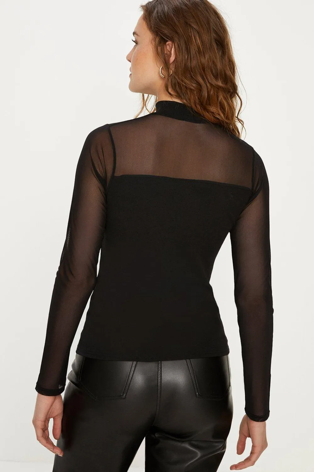 Discount Oasis Jersey Crepe Mesh Detail Funnel Top Black