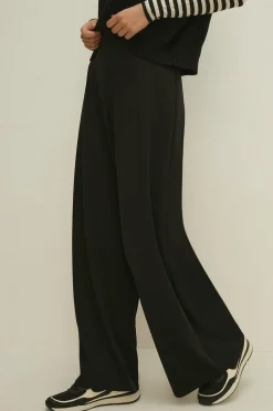 Clearance Oasis Jersey Crepe Wide Leg Trouser Black