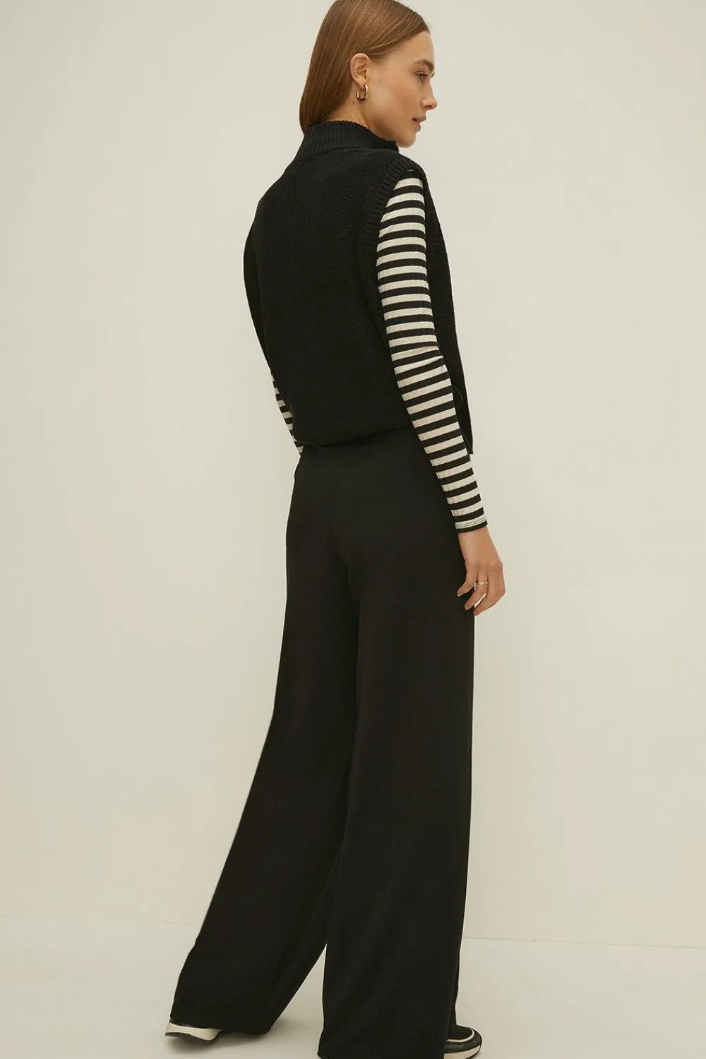 Clearance Oasis Jersey Crepe Wide Leg Trouser Black