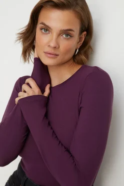 Sale Oasis Jersey Crew Neck Long Sleeve Top Berry