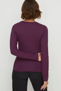 Sale Oasis Jersey Crew Neck Long Sleeve Top Berry