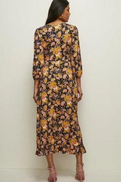 Outlet Oasis Jersey Floral Wrap Midi Dress Multi