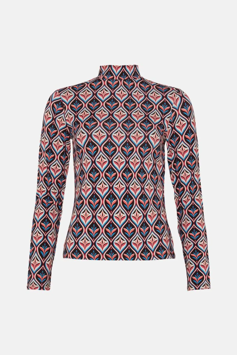 Discount Oasis Jersey Geo Funnel Neck Long Sleeve Top Black