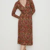 Online Oasis Jersey Paisley Fixed Wrap Midi Dress Red