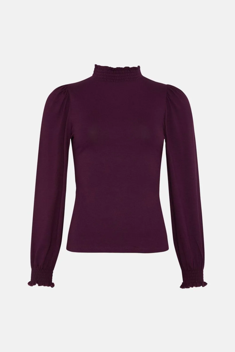 Fashion Oasis Jersey Shirred Neck And Cuff Top Black