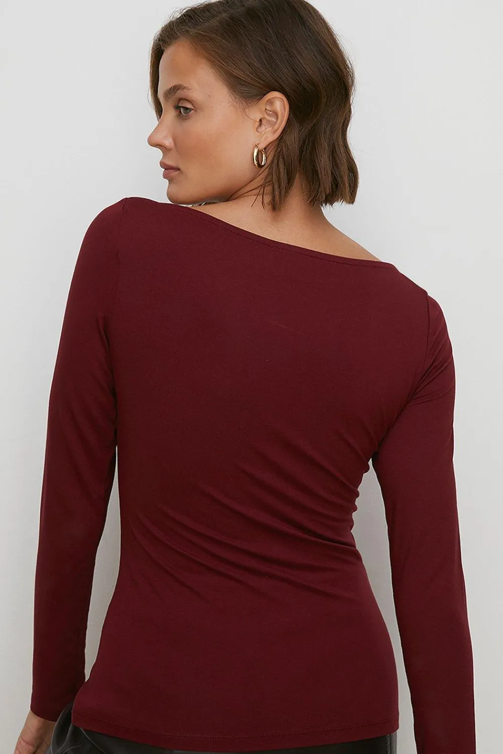 Online Oasis Jersey Slash Neck Long Sleeve Top Berry