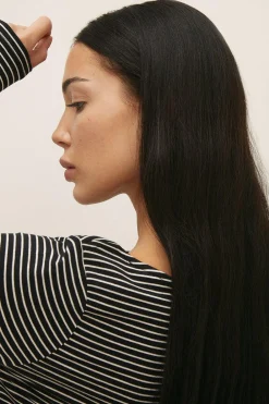 Online Oasis Jersey Stripe Slash Neck Long Sleeve Top Blackwhite