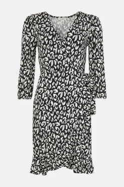Online Oasis Jersey Wrap Mini Dress Animal