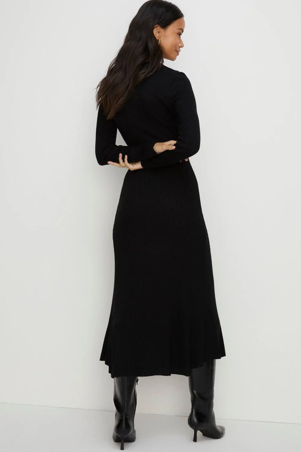 Clearance Oasis Keyhole Cut Out Ribbed Knit Maxi Dress Rust