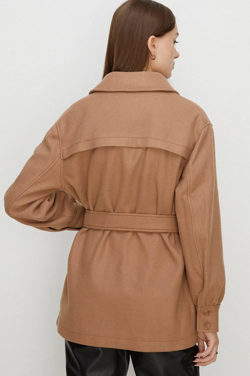 Discount Oasis Knit Back Pocket Detail Overshirt Jacket Camel