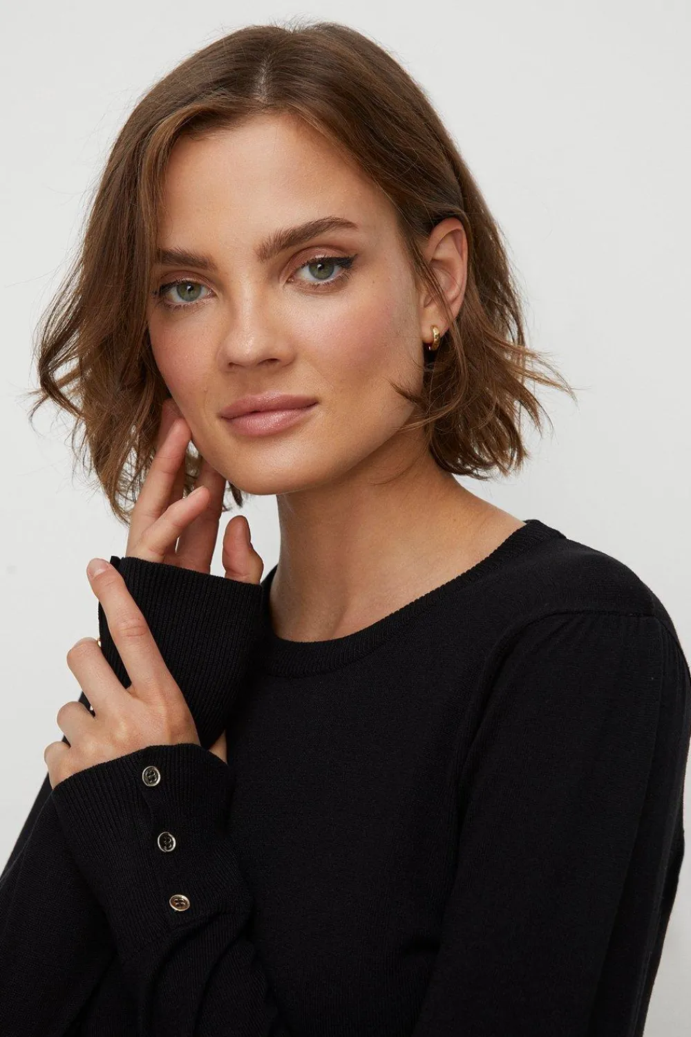 Sale Oasis Knitted Crew Jumper Black
