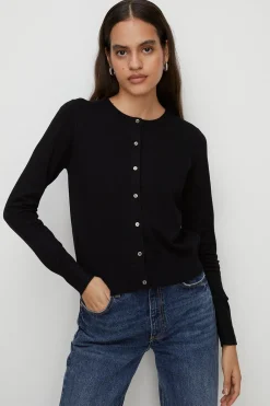 Fashion Oasis Knitted Crew Neck Cardigan Black