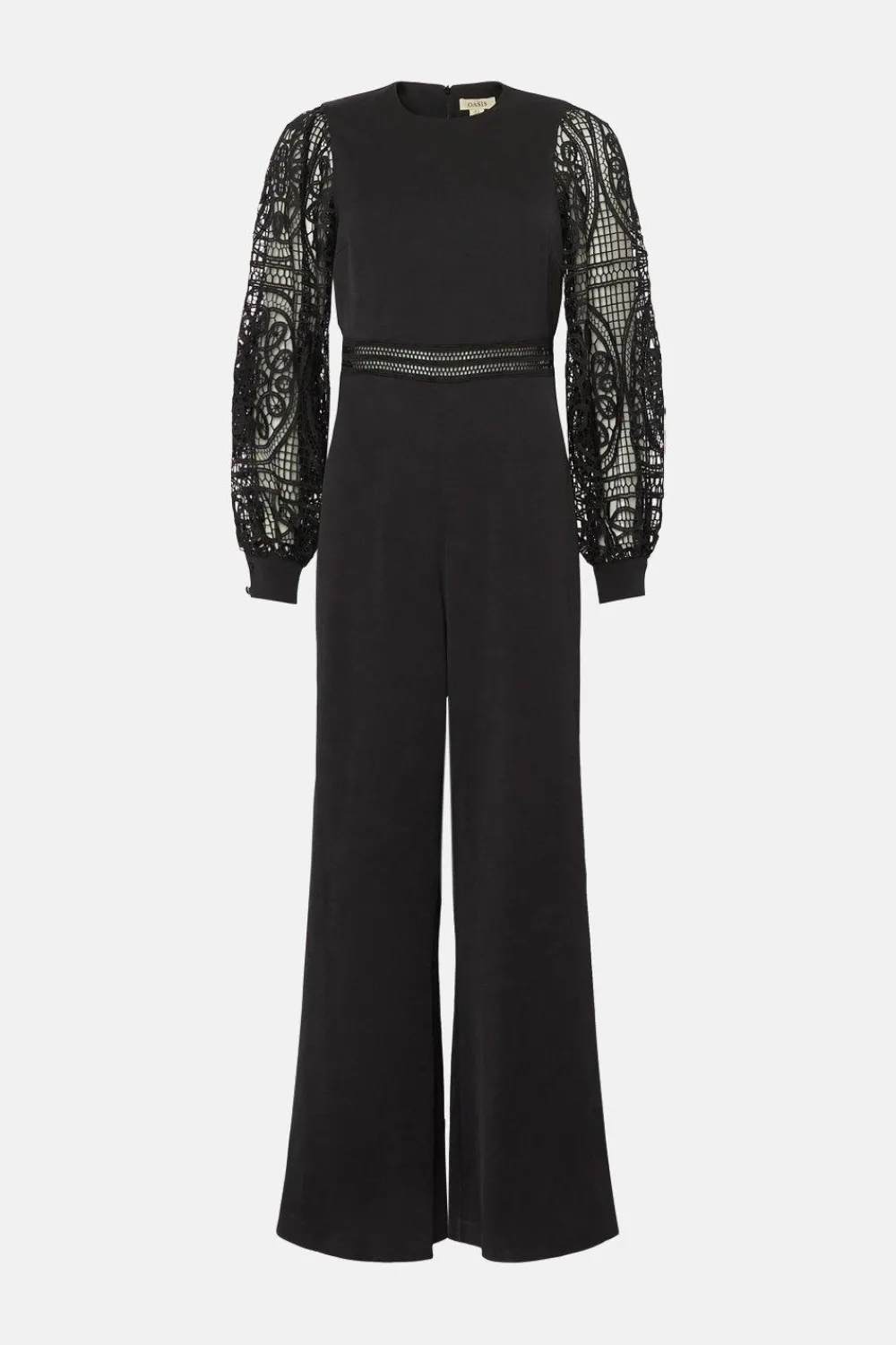 Fashion Oasis Lace Detail Wide Leg Jumpsuit Black