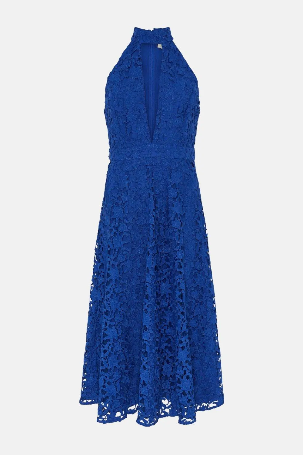 Best Oasis Lace Halter Neck Plunge Midi Dress Dark Green