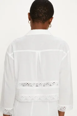 Online Oasis Lace Insert Cotton Resort Shirt White
