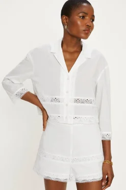 Hot Oasis Lace Insert Cotton Shorts White