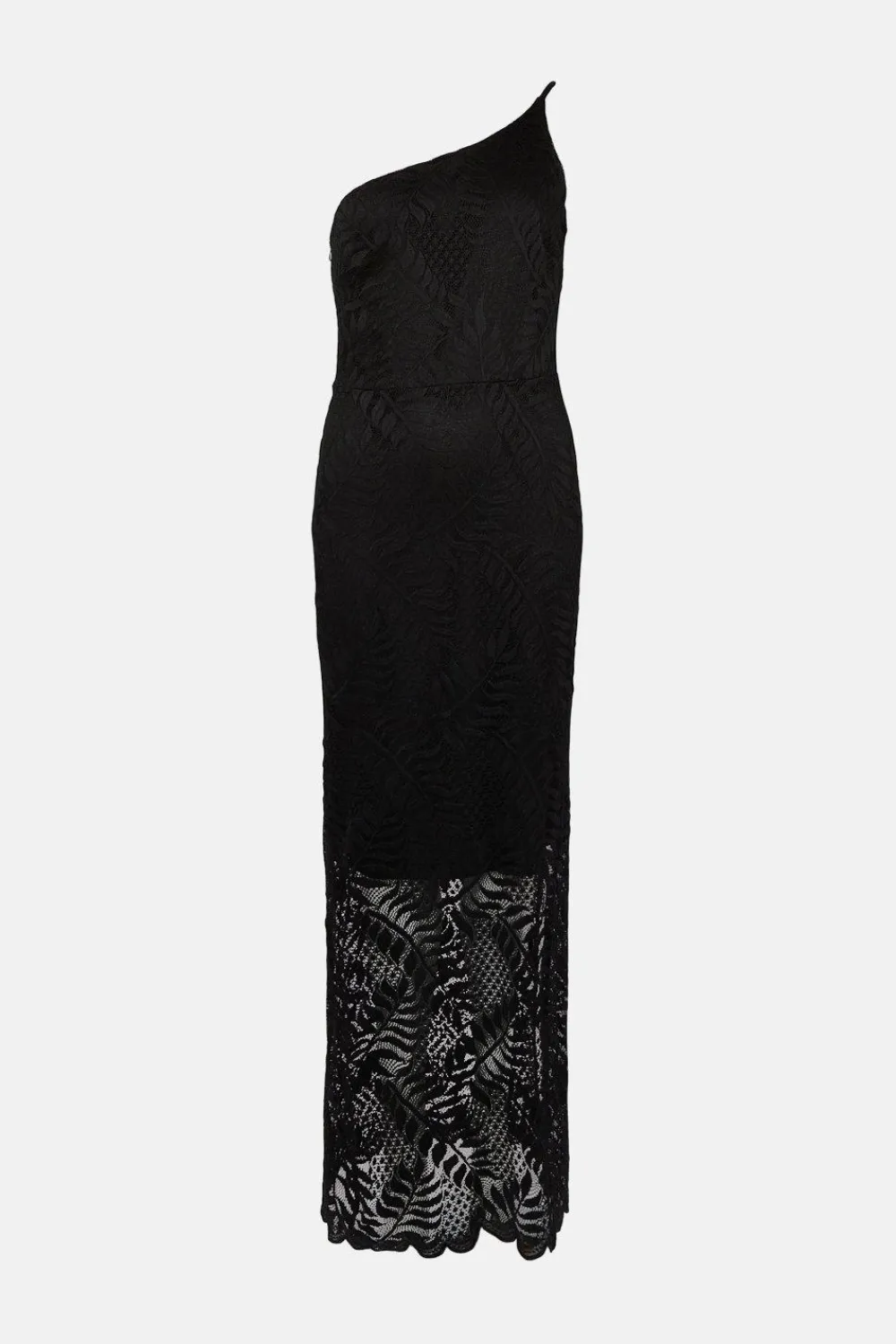 Clearance Oasis Lace One Shoulder Cut-Out Back Midi Dress Black