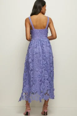 New Oasis Lace Pinny Strap Midi Dress Green