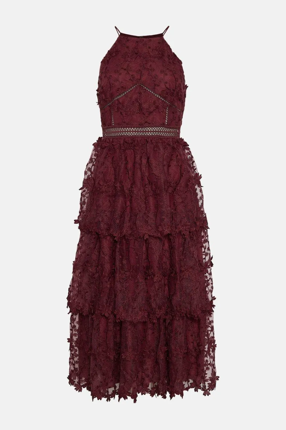 Best Oasis Lace Tiered Halter Neck Midi Dress Bright Green
